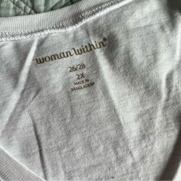 Woman within v neck tshirt tee white 2x xxl 26/28 plus short sleeve - Picture 2 of 2